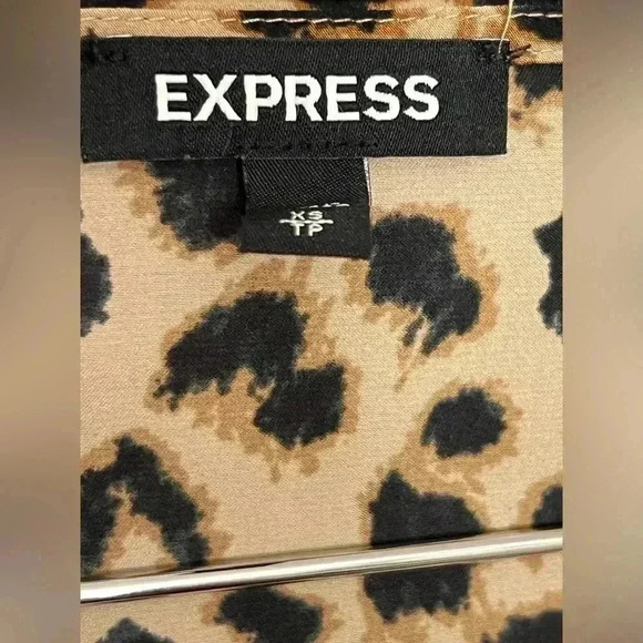 Express Leopard Print Square Neck Ruffle Wrap Dress - Picture 6 of 11